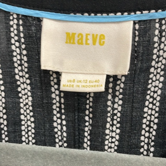 Maeve Anthropology Boho Tunic button up Rayon Top Size 8 medium black and white - Picture 5 of 13